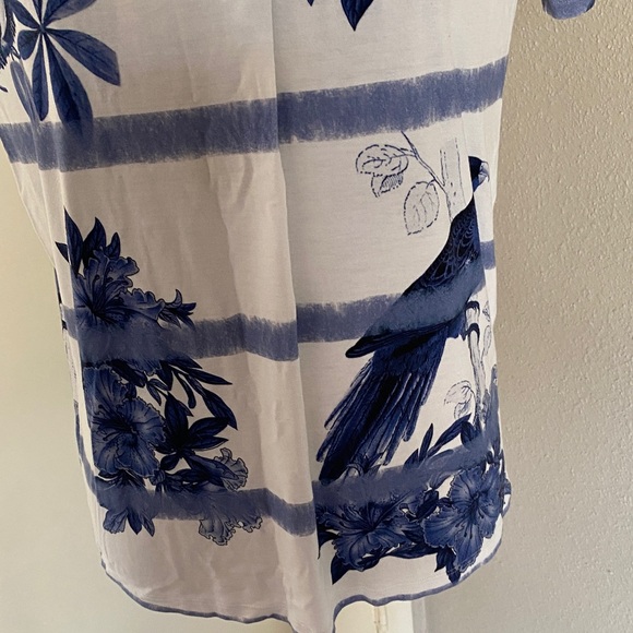 Desigual Blue and White Striped V-Neck Top - Picture 6 of 11